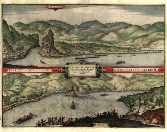 Kupferstich: Scylla und Charybdis in der Donau