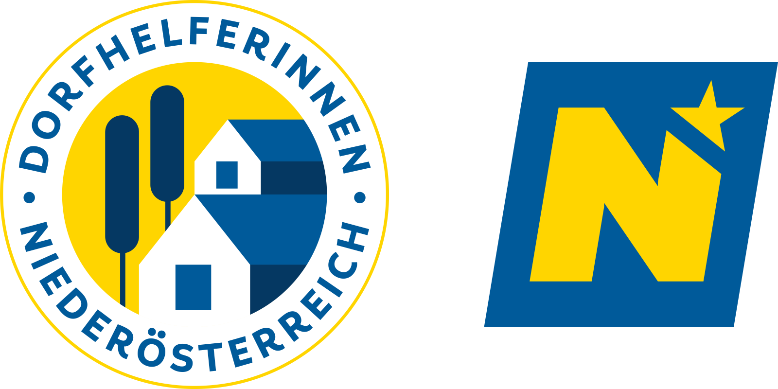 Logo Dorfhelferin; NÖ-Logo mit regenbogen